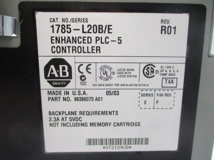 INDUSTRIAL SPARE PART 1785-L20B SER. E F/W F 5VDC 2.3A REV. R01 UNMP