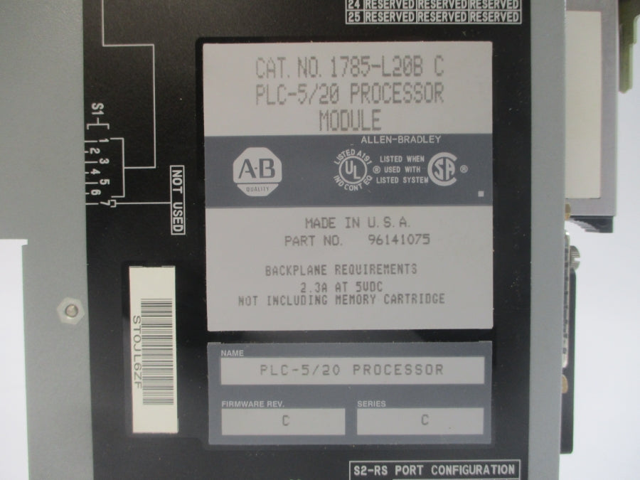 INDUSTRIAL SPARE PART 1785-L20B SER. C F/W C 5VDC 2.3A UNMP