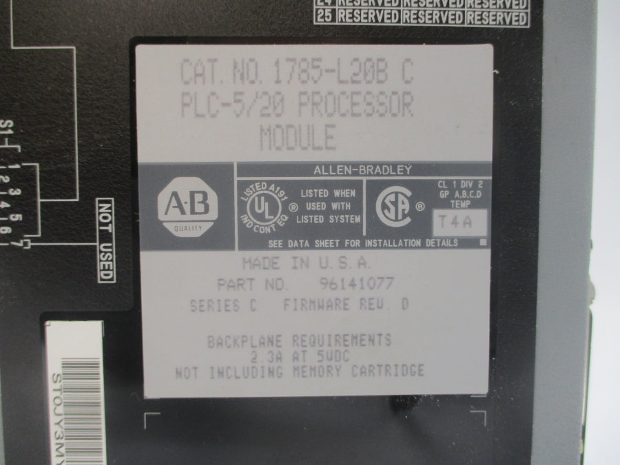 INDUSTRIAL SPARE PART 1785-L20B SER. C F/W D 5VDC 2.3A UNMP