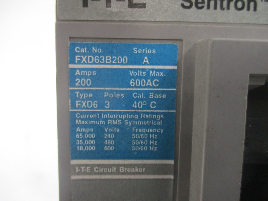 SIEMENS FXD63B200 SER. A 600VAC 200A UNMP