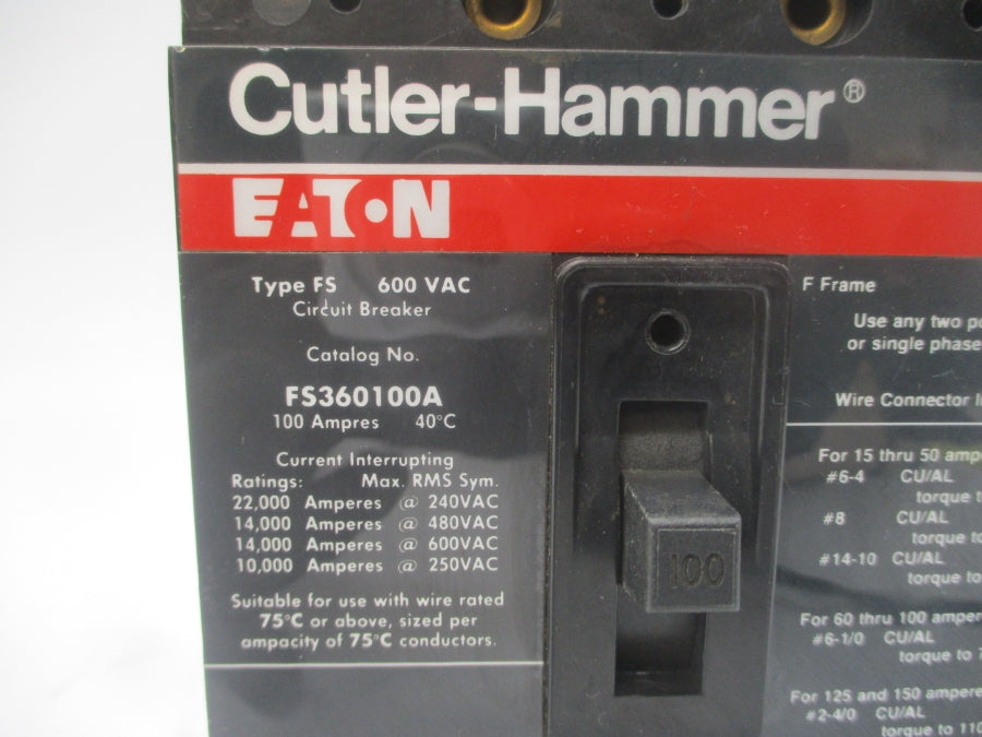 CUTLER HAMMER FS360100A 600VAC 100A UNMP