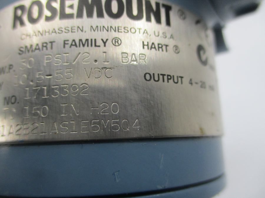 ROSEMOUNT 3051TG1A2B21AS1E5M5Q4 10.5-55VDC 30PSI UNMP