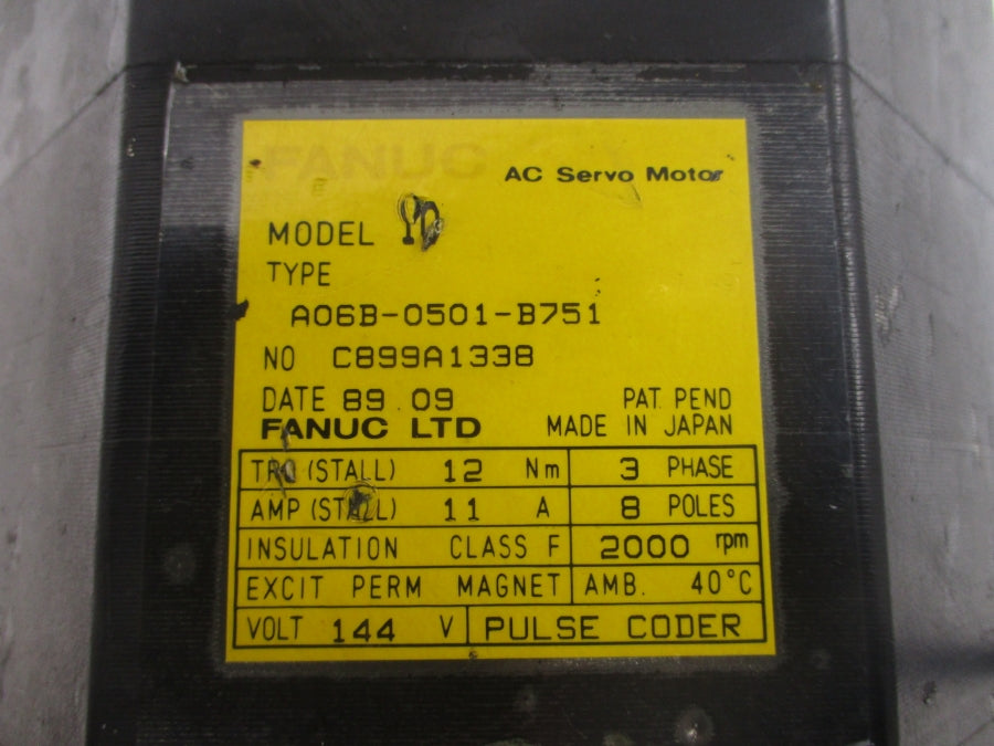 FANUC A06B-0501-B751 SERVO MOTOR  UNMP