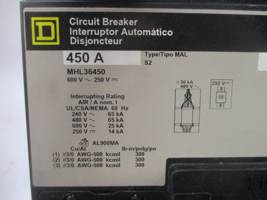 SQUARE D MHL36450 SER. 2 600V 450A NSMP