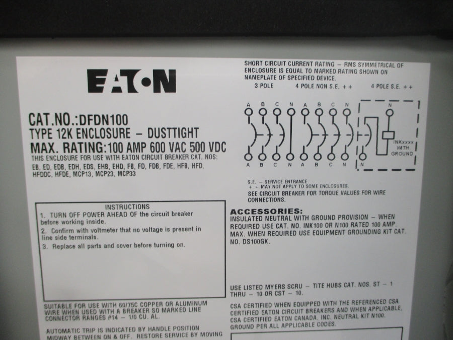 EATON DFDN100 600VAC 100A NSMP