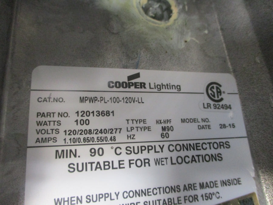 COOPER LIGHTING MPWP-PL-100-120V-LL 12013681 277V 1.10A NSNP