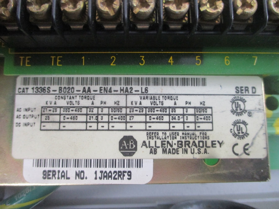 INDUSTRIAL SPARE PART 1336S-B020-AA-EN4-HA2-L6 SER. D 380-480VAC 32A UNMP