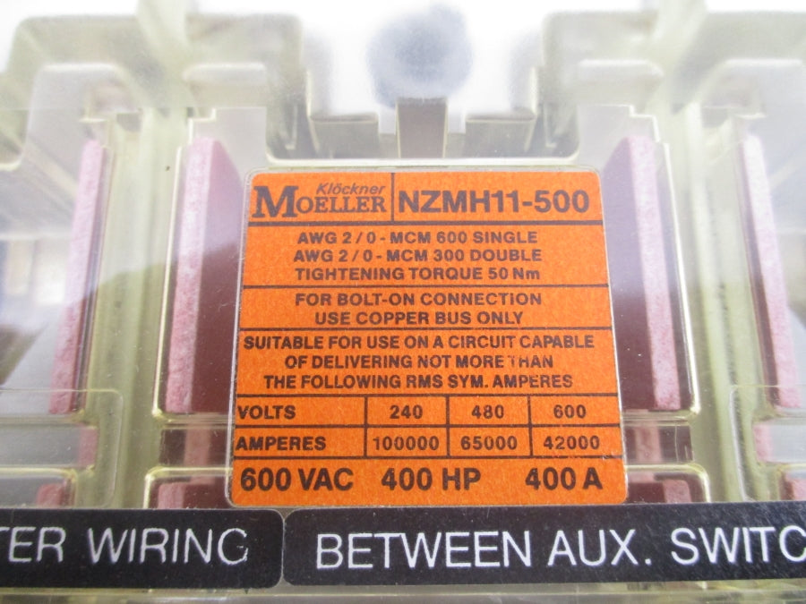 KLOCKNER MOELLER NZMH11-500/ZM11-400-CNA 600VAC 400A NSMP