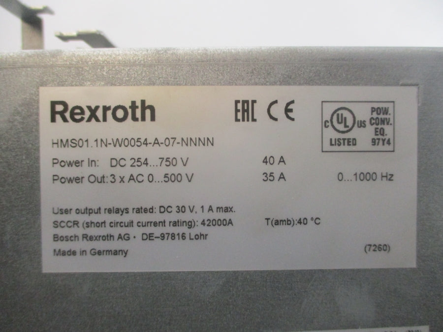 REXROTH HMS01.1N-W0054-A-07-NNNN R911295325 254-750VDC 40A NSNP