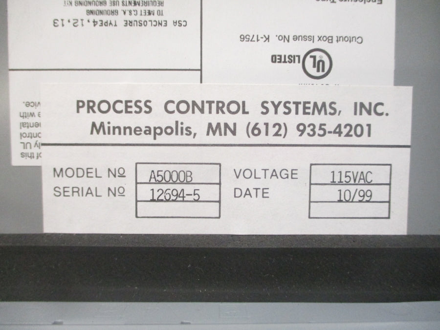PROCESS CONTROL SYSTEMS A5000B 115VAC NSNP