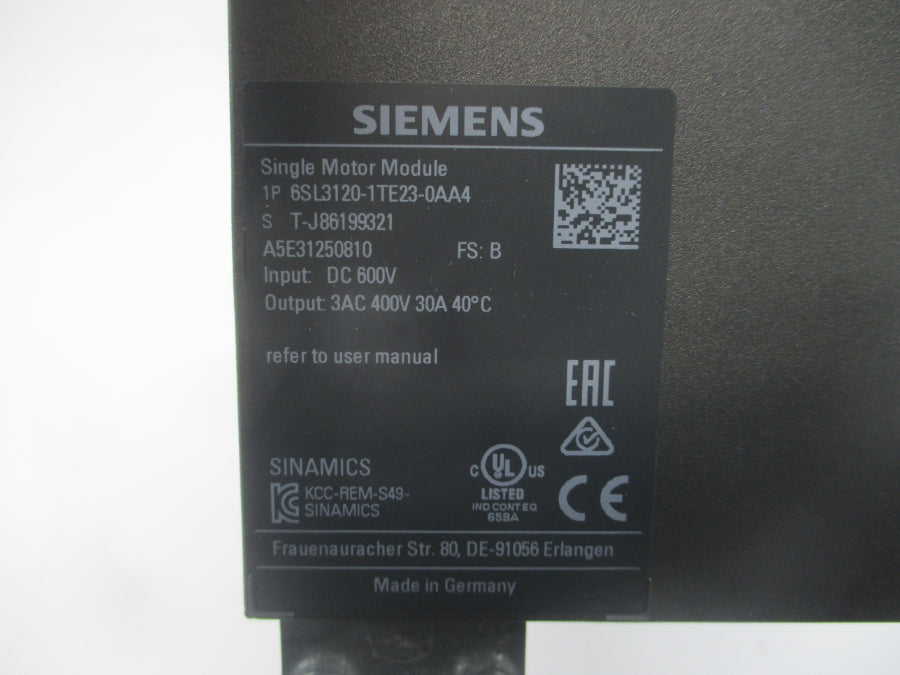 SIEMENS 6SL3120-1TE23-0AA4 600VDC 30A NSMP