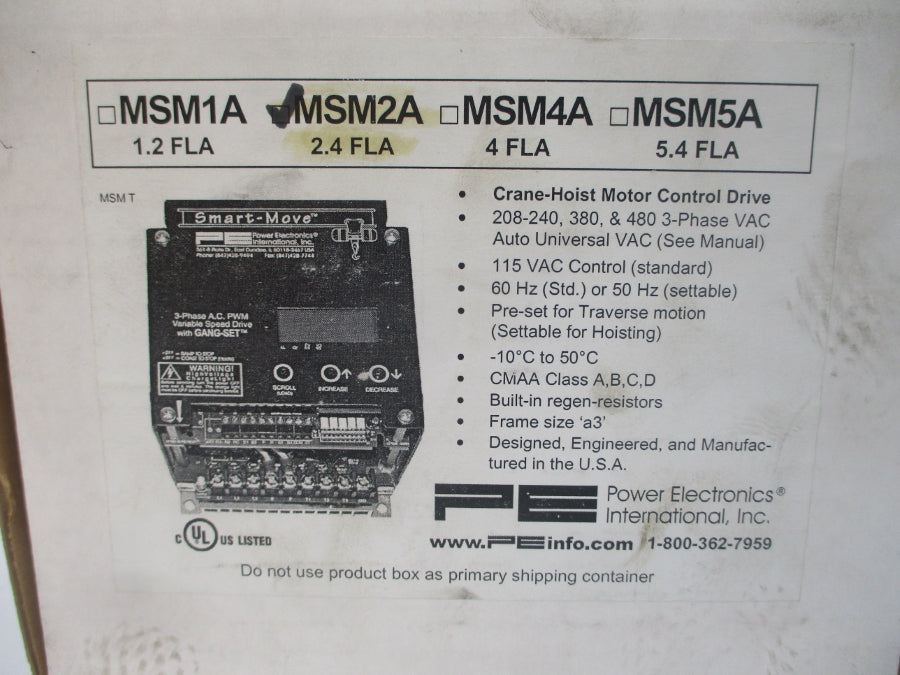 POWER ELECTRONICS INTERNATIONAL MSM2A 208-460VAC 2.4A NSMP