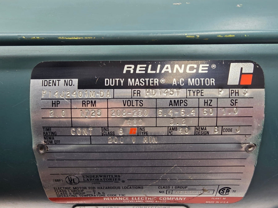 RELIANCE ELECTRIC P14J2401M-DA 208-230/460V 6.4-6.4/3.2A NSNP