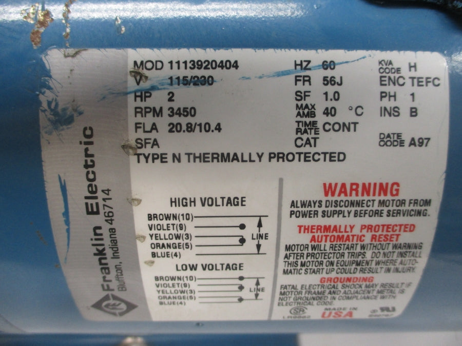 BURKS PUMPS T20G6-1-1/4-MV 115/230V 20.8/10.4A UNMP