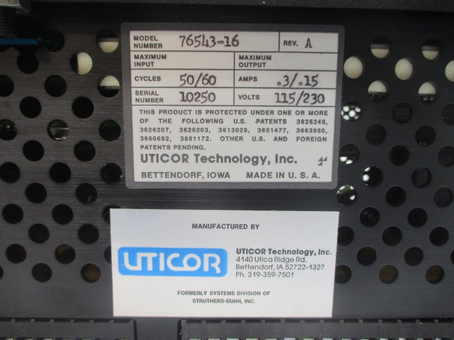UTICOR TECHNOLOGY PMD300 76543-16 115/230V .3/.15A REV. A NSNP