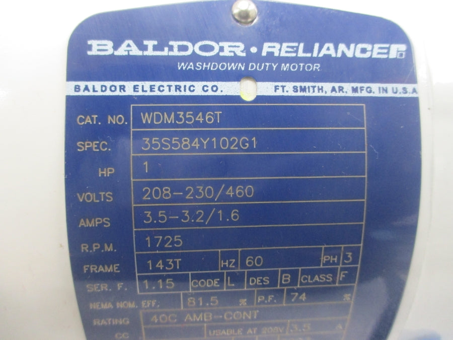 BALDOR WDM3546T 35S584Y102G1 208-230/460V 3.5-3.2/1.6A NSNP