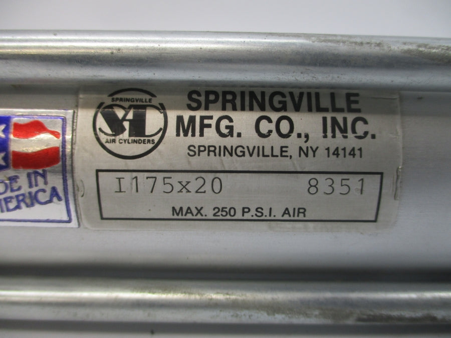 SPRINGVILLE AIR CYLINDERS I175X20 8351 250PSI UNMP