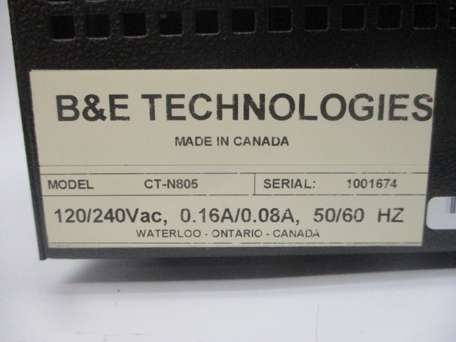 B&E TECHNOLOGIES CT-N805 120/240VAC 0.16/0.08A NSNP