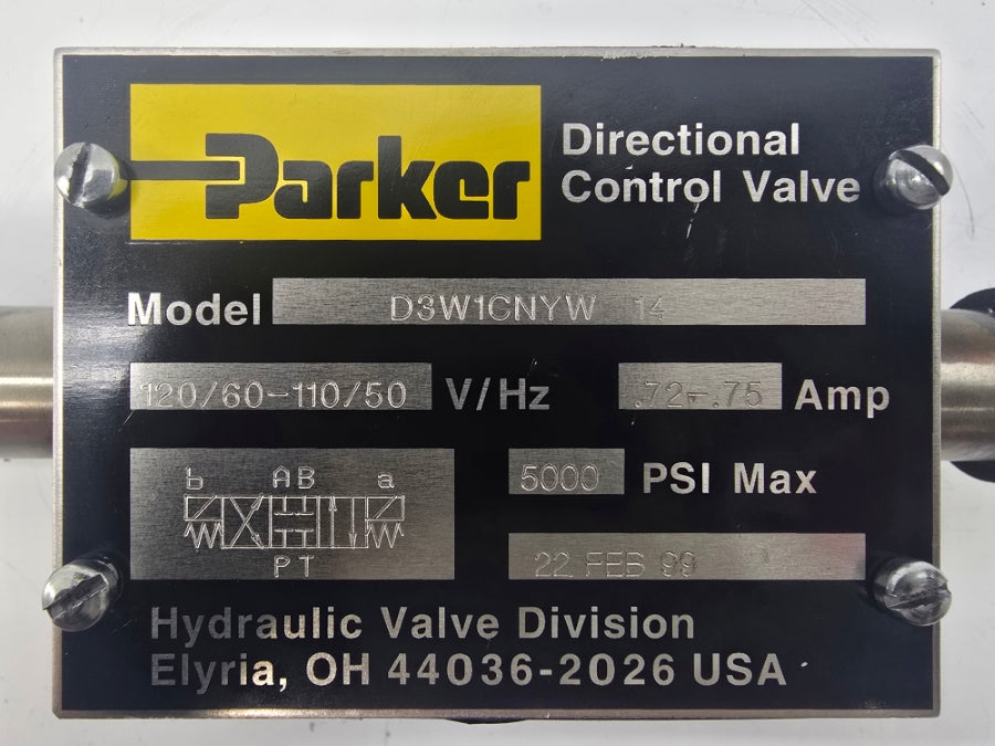 PARKER D3W1CNYW 110-120V .72-.75A 5000PSI NSNP