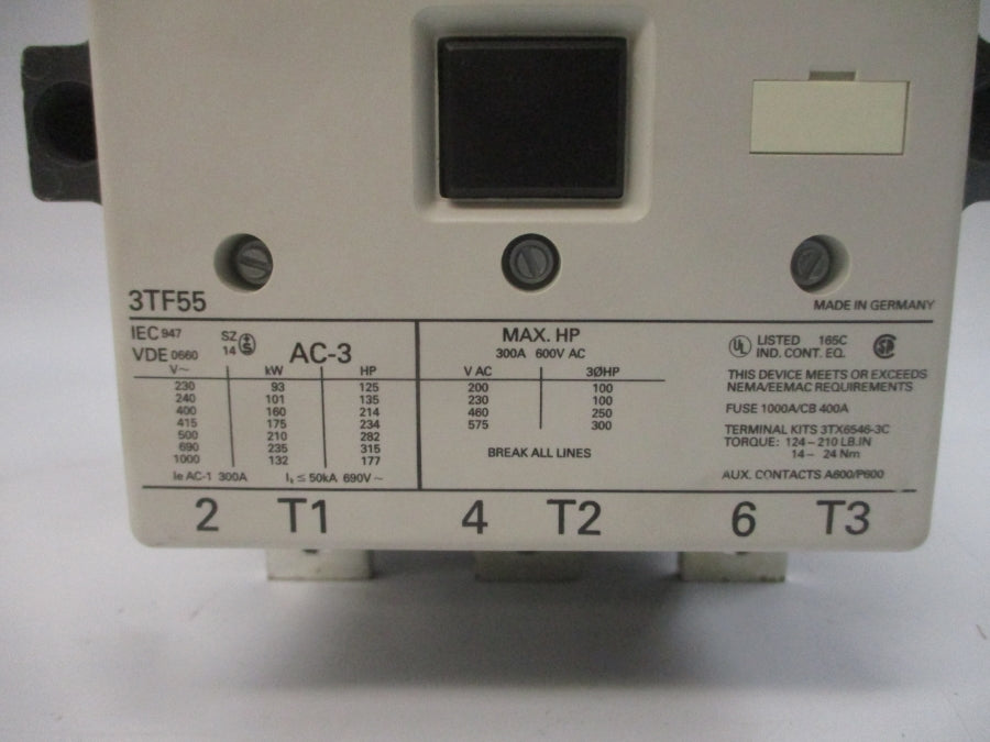 SIEMENS 3TF5522-0AQ0 110/132V 300A NSMP