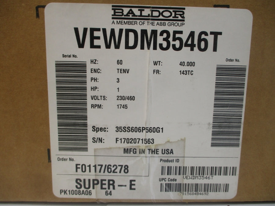 BALDOR VEWDM3546T 35SS606P560G1 230/460V 2.9/1.45A NSMP