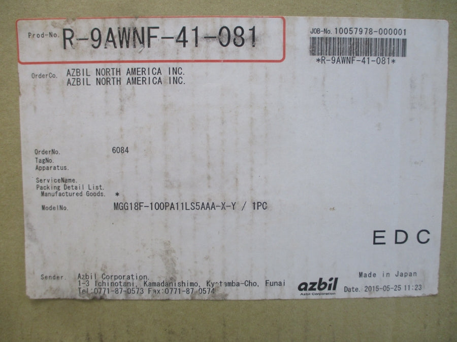 AZBIL MGG18F-100PA11LS5AAA-X-Y NSMP