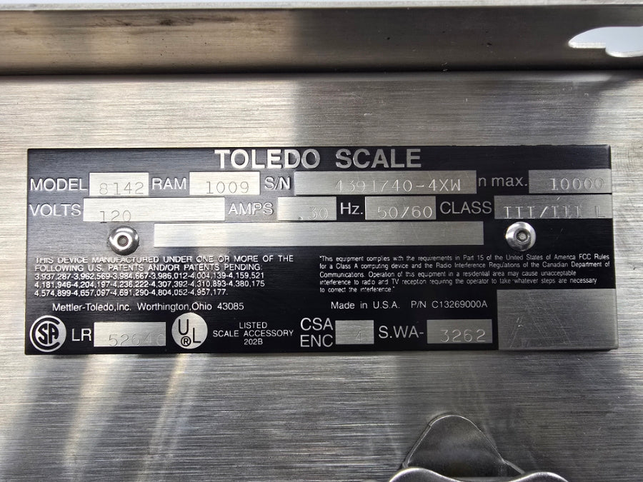 TOLEDO 8142 WEIGHT INDICATOR 120V .30A NSNP