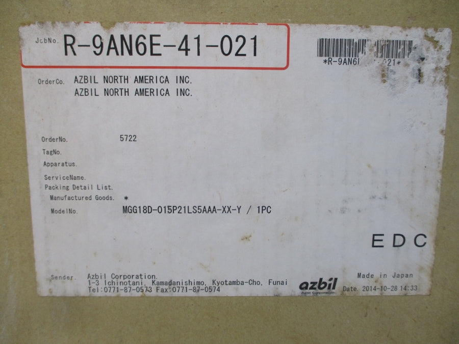 AZBIL MGG18D-015P21LS5AAA-XX-Y NSMP