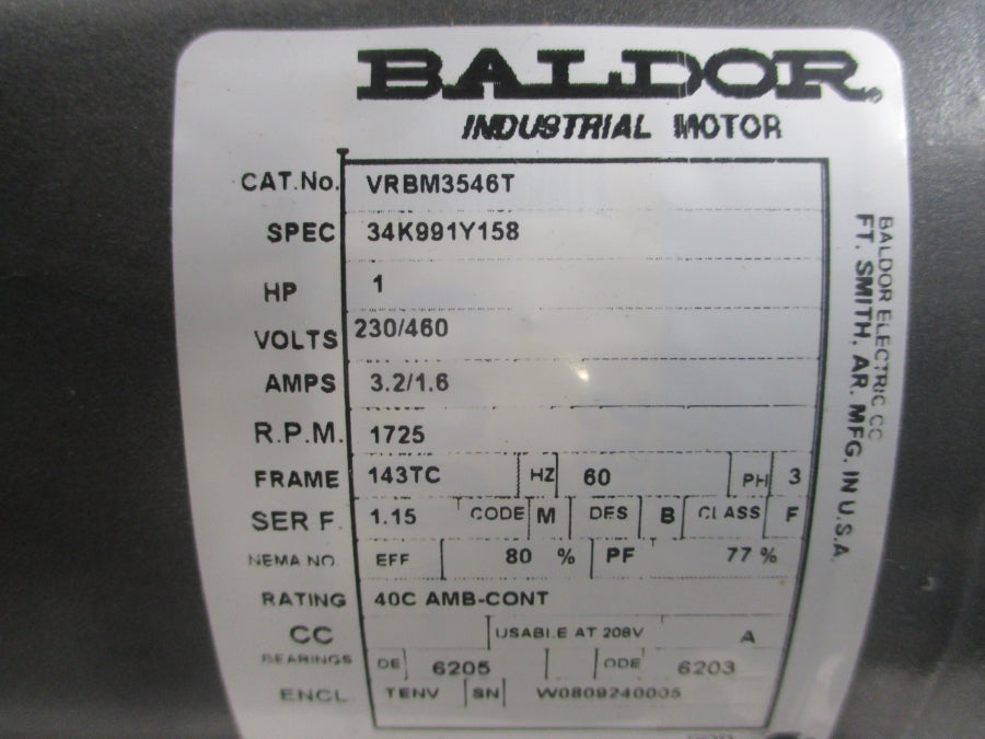 BALDOR VRBM3546T 34K991Y158 230/460V 3.2/1.6A NSNP