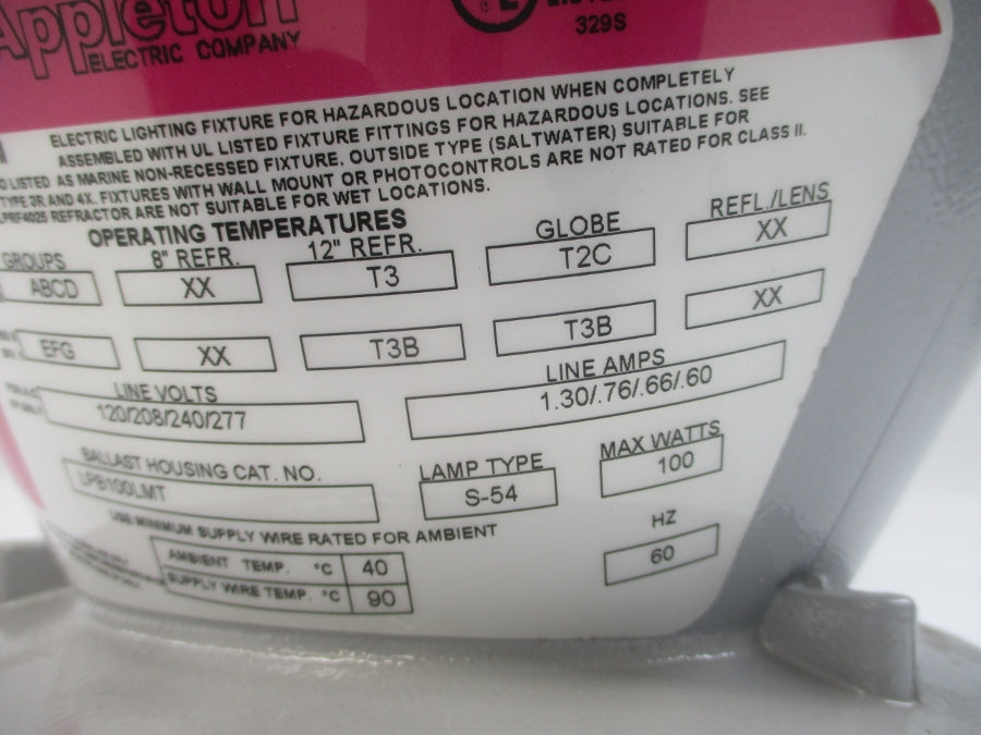 APPLETON LPB100LMT 277V 1.30A UNMP