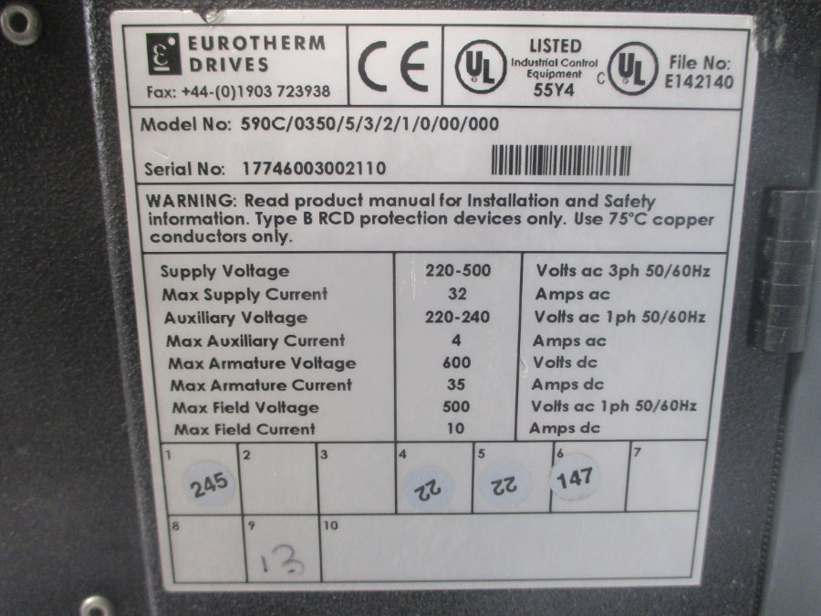 EUROTHERM 590C/0350/5/3/2/1/0/00/000 220-500VAC 32A NSNP