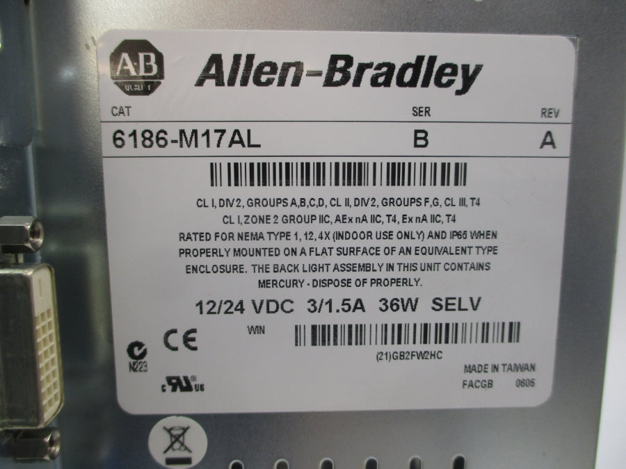 INDUSTRIAL SPARE PART 6186-M17AL SER. B 12/24VDC 3/1.5A REV. A NSNP