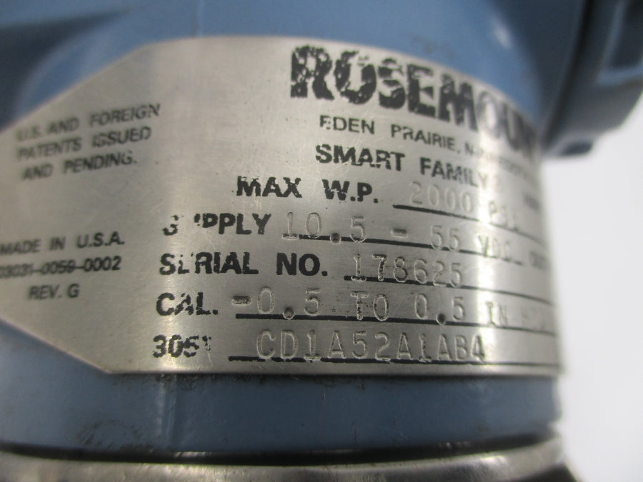 ROSEMOUNT 3051CD1A52A1AB4 10.5-55VDC 2000PSI UNMP