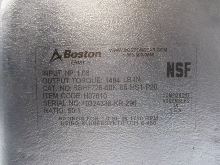 BOSTON GEAR SSHF726-50K-B5-HS1-P20 H07610 NSNP