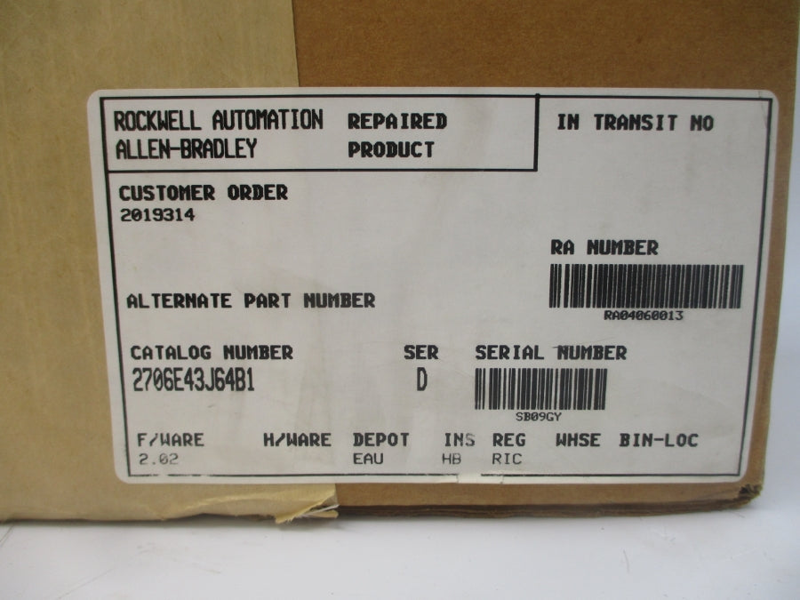 INDUSTRIAL SPARE PART 2706-E43J64B1 SER. D F/W 2.02 85-264VAC REV. B REMAN