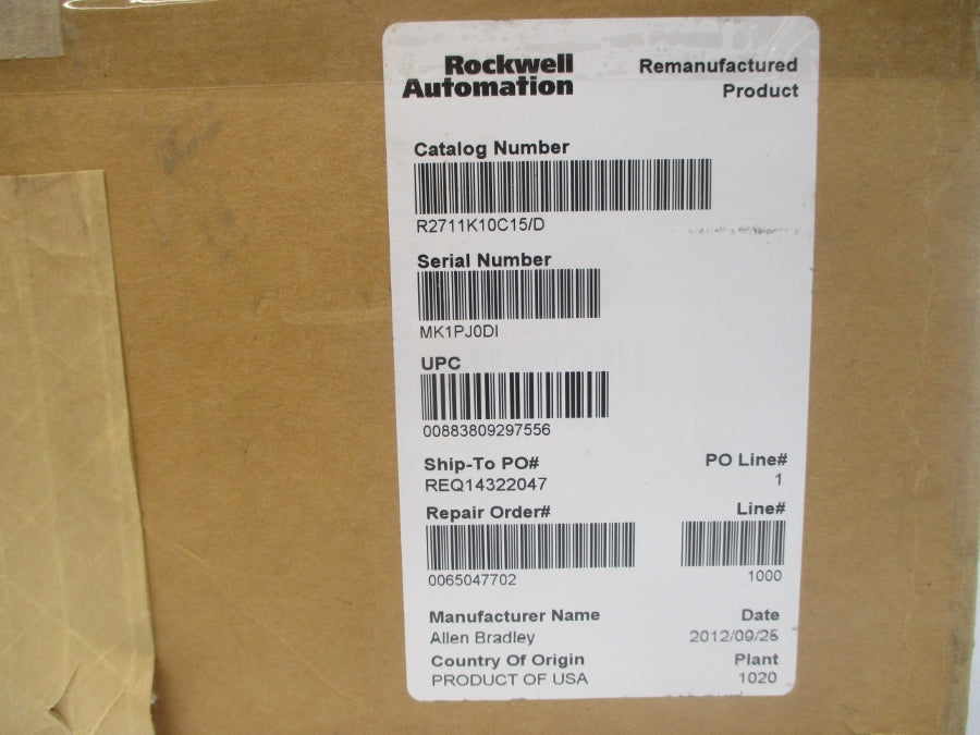 INDUSTRIAL SPARE PART 2711-K10C15 SER. D F/W 4.48 100-240VAC 0.4-0.25A REMAN
