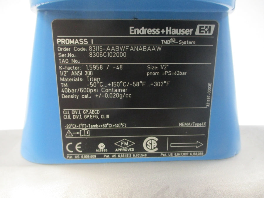 ENDRESS+HAUSER 83I15-AABWFANABAAW 85-260VAC 600PSI 1/2" NSNP