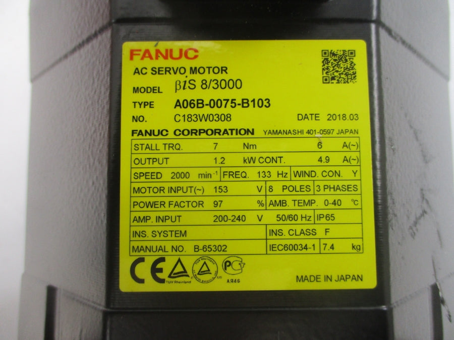 FANUC A06B-0075-B103 153VAC 6/4.9A NSNP