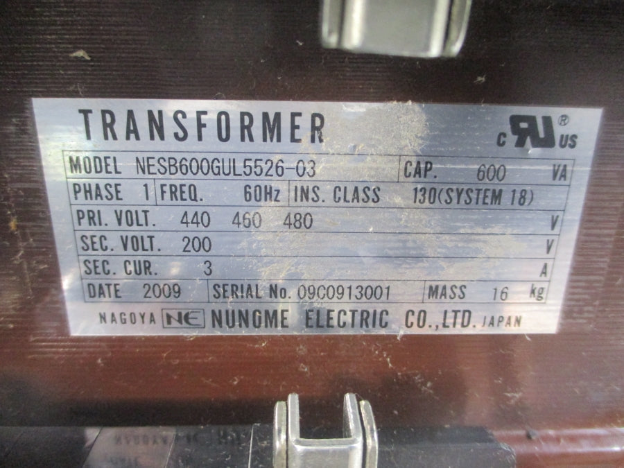 NAGOYA NUNGME ELECTRIC NESB600GUL5526-03 480V 3A NSNP