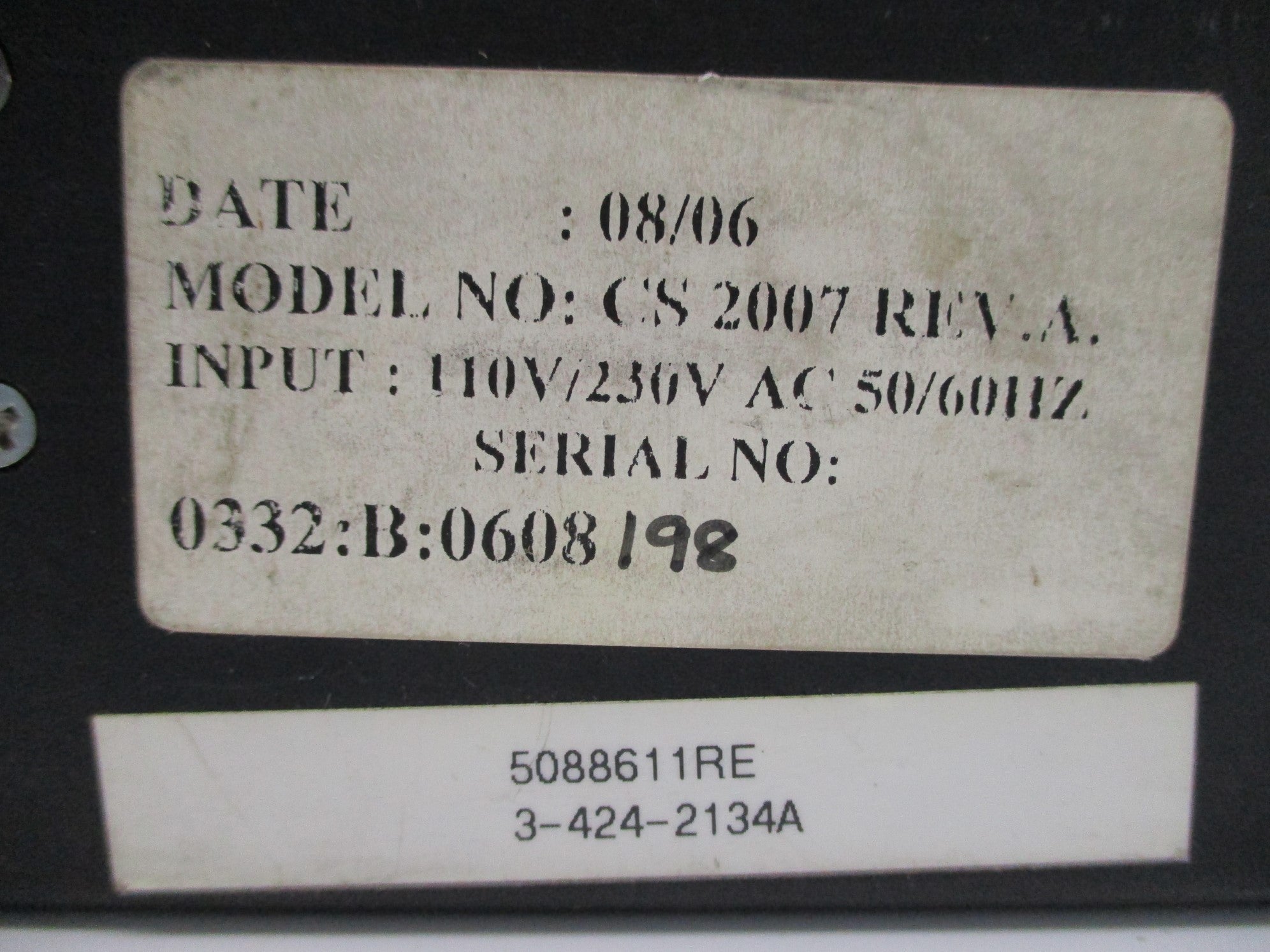 POWER SUPPLY CS-2007 REV. A UNMP