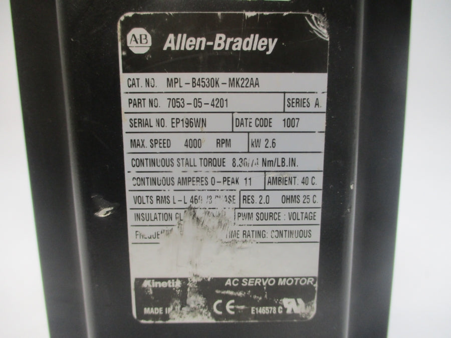 INDUSTRIAL SPARE PART MPL-B4530K-MK22AA SER. A 460VAC 11A NSNP