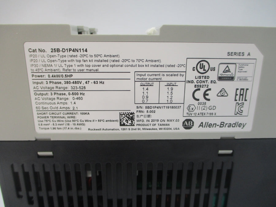 INDUSTRIAL SPARE PART 25B-D1P4N114 SER. A F/W 5.002 323-528VAC 1.4A NSMP