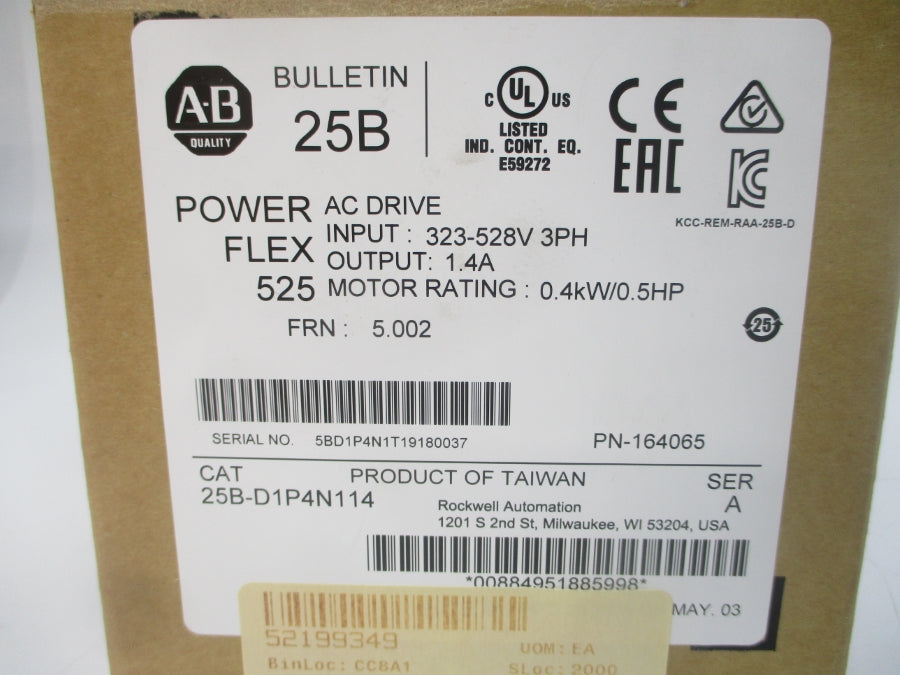 INDUSTRIAL SPARE PART 25B-D1P4N114 SER. A F/W 5.002 323-528VAC 1.4A NSMP