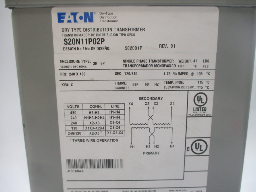 EATON S20N11P02P 240/480V REV. 01 NSNP