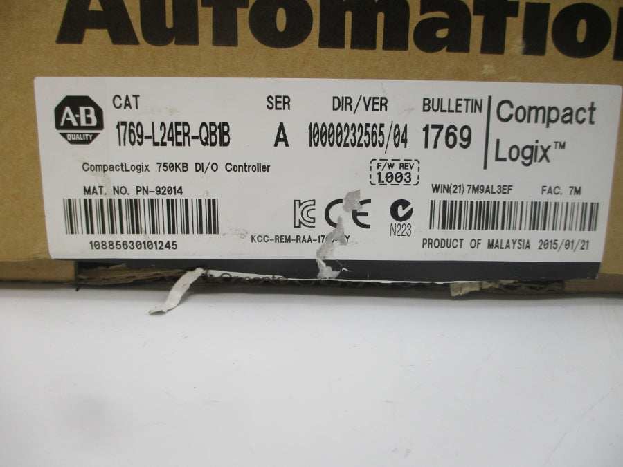 INDUSTRIAL SPARE PART 1769-L24ER-QB1B SER. A F/W 1.003 24VDC 2.1A NSMP