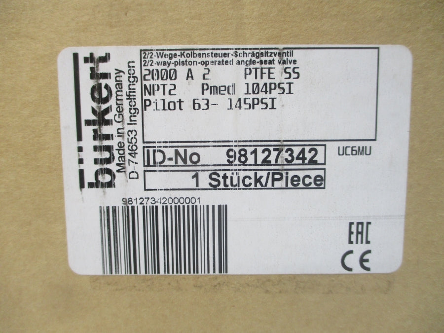 BURKERT 2000A2 98127342 63-145PSI 2" NSMP