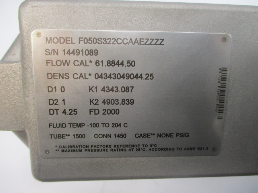 MICRO MOTION F050S322CCAAEZZZZ 17.3V 1450PSI (NO COVER) NSNP