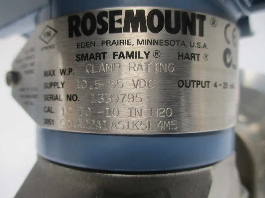 ROSEMOUNT 3051CD1A22A1AS1K5L4M5 10.5-55VDC UNMP