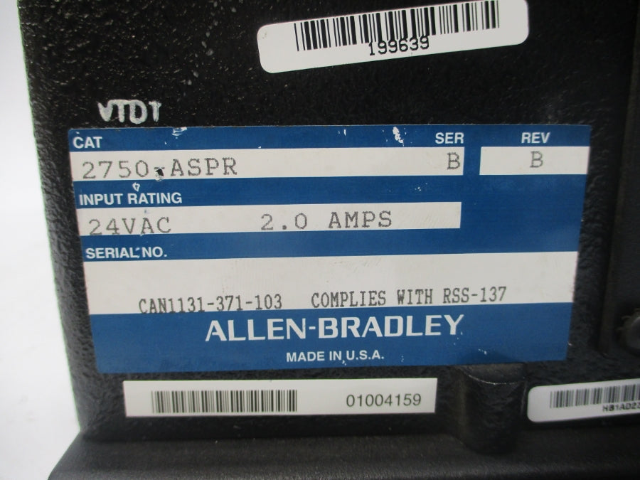 INDUSTRIAL SPARE PART 2750-ASPR SER. B 24VAC 2.0A REV. B NSNP
