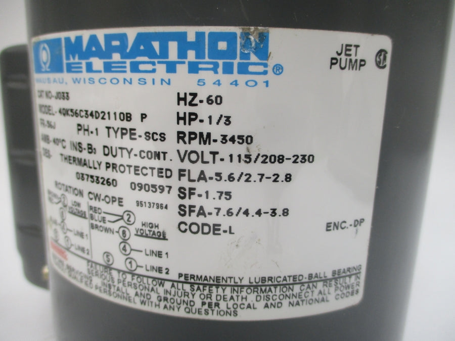 MARATHON ELECTRIC J033 40K56C34D2110B 115/208-230V 5.6/2.7-2.8A NSNP